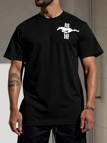 Playera Camiseta Normal Luxury Mustang Amarillo Unisex - Negro - Ver 2