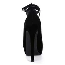 Fereshte Women's Ankle Strap Platform High Heels Party Dress Pumps Shoes - 黑色黑色底 - 查看 4