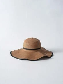 Tropiscape 1pc Straw Woven Hat + 1pc Straw Woven Bag Beach Autumn Winter Gifts - Khaki - View 11