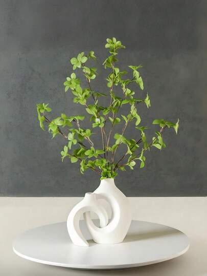 1个塑料纯色花瓶，圆形，现代抽象设计，简约现代家居装饰，插花容器，男女皆宜的波西米亚北欧简约风格花瓶装饰，适用于鲜花，可放置于书桌、书架、壁炉架、客厅、卧室、派对和聚会餐桌装饰、家居装饰、花瓶、中心摆件、餐桌装饰礼品、办公室、婚礼派对装饰。生日、毕业礼物。