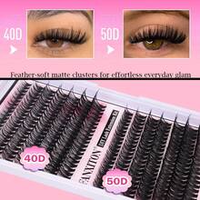 FANXITON Lash Extension Kit Volume Lash Clusters 40D+50D D Curvature Individual Lashes Lash Clusters Kit Thick Eyelash Extension Kit 280 Pcs Band Cluster Lashes Lash And Seal Tweezers - Lash Clusters Kit-d (80D+100D+120D) - View 6
