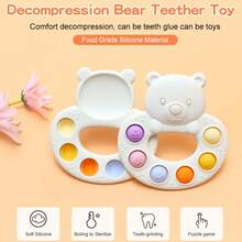 Baby Silicone Cartoon Bear Squeeze Toy, Teething Stick To Exercise Infant Fine Motor Skills - Multicolor - View 7