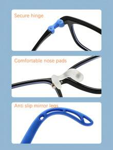 1pc Kids Fashion Square Frame Glasses, Non-Prescription, Anti-Slip, Flexible, Casual, Suitable For Boys And Girls - Elastic a - View 5
