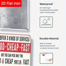 1PC Tin Sign 2D Flat, We Offer 3 Kinds Of Services, Funny Quote, Vintage Decor, 8x12 Inches/ 20x30 Cm - Multicolor - View 7