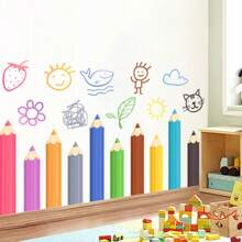 Colorful Pencil Wall Stickers, Painting Pencil Decals For School Classroom Room Decor Home Decor Wallpapers Wall Paper Wallpaper Bathroom Kitchen Personalised Stickers Wall Decor