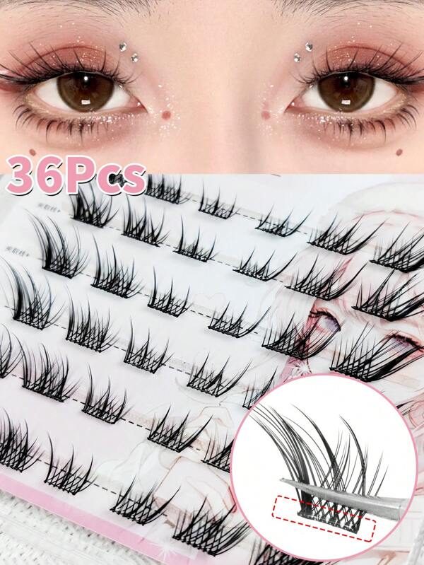 36PCS,Ndividual Lash Clusters,C Warps,Thickness: 0.05mm,Length:10-12mm,Pink Animal Series Natural Women's Adhesive-Free Self-Adhesive Reusable Simulated Eyelashes,Lashes,Lash Clusters Kit,Eyelashes,DIY Lash Clusters Natural Look&Extra Thick Reusable Individual Eyelash Extension Kit For Self Use At Home Or On-The-Go For Daily Life&Wedding&Dating&Party&Music Festival&Spring Day&Travel