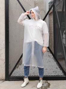 1pc Adult Raincoat, Fashionable Thick EVA Outdoor Travel Lightweight Open Poncho Rainwear