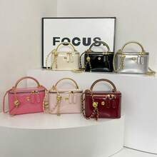 Sparkling Small Square Bag Chain Light Luxury Bag New Model Simple Box Bag Shoulder Bag Dating Essential Perfect Match Your Dress Style Send The Best Gift To Yourself And Your Family - Burgundy - View 4