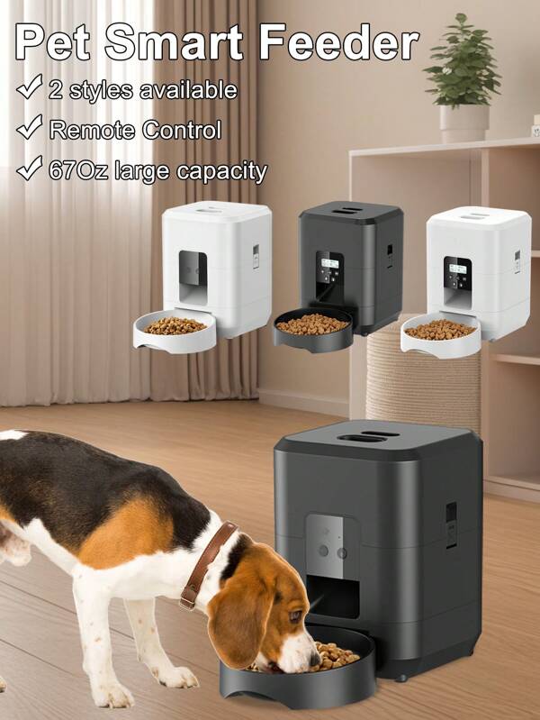 Automatic Cat Feeder, Timed Cat FoodDispenser With 1-4 Meals Per Day For Cats AndSmall Dogs, 2L Auto Pet Feeder For Dry FoodWith Programmable Portion Control,Dual PowerSupply, Easy To Clean, Black