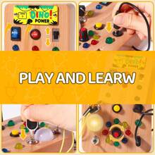 1 pieza Tablero ocupado de Montessori con luces LED, interruptor y herramienta destornillador - Juguete educativo y de actividad de viaje para mejorar las habilidades motoras finas, Juguetes Montessori, Tablero ocupado, Montessori, Juguetes Montessori, Tablero ocupado, Montessori