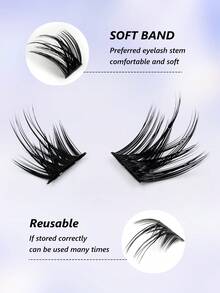 Rikuaild 120pcs D Curl Cluster Lashes 8-16mm Mixed Tray Wispy Individual Lashes Natural Cross Lashes 3D Fluffy Segmented Cluster Lashes Manga Cluster Lashes Thin Band DIY Eyelash Extension Travel&Daily Makeup - 黑色 - 查看 4