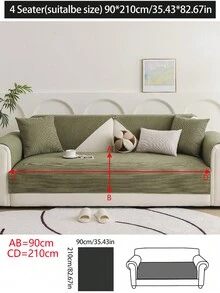 1 件多功能沙发垫套，现代简约雪尼尔防滑防水沙发座垫，防尘，可洗，不褪色，宠物友好，适用于卧室、办公室、客厅、L 形沙发 - 綠色 - 查看 15