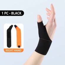 1 件轻质透气可调节腕托和拇指支撑，适合运动健身训练、工作、打字，柔软舒适 - 黑色 - 查看 10