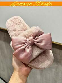 Elegantes pantuflas de mujer con lazo de terciopelo rosa para Día de San Valentín, fiestas y el hogar. Color rosa, negro, suela antideslizante de TPR de alta calidad y durable. Un poco costosas pero cuídate a ti misma, te amo (520), pantuflas para el Día de San Valentín