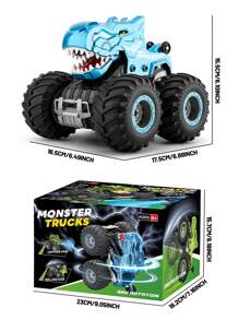 1 Stück ferngesteuertes Dinosaurier Auto Spielzeug, 2,4 GHz Geländemonster-Truck mit Licht & Sound, Sprützfunktion, für drinnen & Outdoor, Dinosaurier Auto Spielzeug für Kinder, wiederaufladbares RC Auto Spielzeug, geeignet für 6-12 jährige Jungen & Mädchen als Weihnachts-, Halloween-, Geburtstagsgeschenk