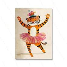 Plakat do pokoju dziecięcego Dżungla Boho Cartoon Cute Wall Art Prints Baby Kids Animal Prints Pokój dziecięcy Sypialnia Dekoracja Opcjonalna Rama