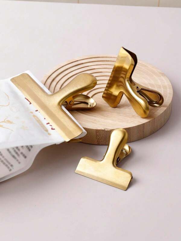 Goldclip, Snackversiegelungswerkzeugclip, Geldhalter und Büroklammer, Edelstahl Wäscheklammern, Tütenclips, für Lebensmittel, hochwertige Snackclips Metallklammern zum Verschließen von Kaffeebeuteln, ideal für Büro und Küche, Aktenklammern, Tagebuch- und Notizbuch Basteleien