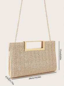 AIBBYDAR Beige Woven Handbag For Women, Fashion Tote Bag For Holiday, Beach, Business Commute, Casual, Minimalist, Beach, Vacation - Beige - View 3