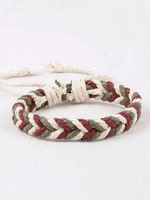 1 pieza Brazalete de pareja de cordón de cera, tejido a mano, estilo estudiantil minimalista casual y retro, apropiado para uso diario, regalo para amigos y familiares - Multicolor - Ver 12