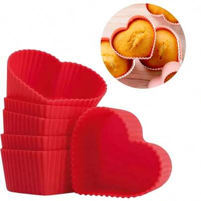 Kit 6 Formas Cupcake Antiaderente Forno Assadeira Coração Air Fryer