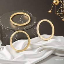 Set de 3 anillos de mujer de 3mm de aleación de acero inoxidable y color dorado con diamantes, anillos de pareja aptos para uso diario, reuniones, fiestas, regalo del Día de San Valentín