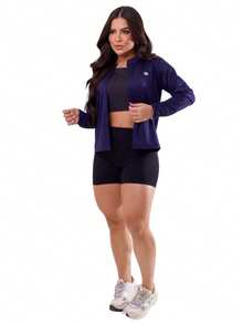 Cardigan Blouse Long Sleeve Jacket UV Women's Thermal Protection Gym Fitness Walking Second Skin Butt Cover Fitness Bodybuilding - Màu xanh hải quân - Xem 4