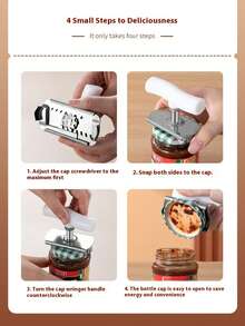 1pc Customizable Text/Letter Design Bottle Opener, Thick Stainless Steel Jar Opener, Multi-Functional Rotating Lid Remover Tool - Multicolor - View 2