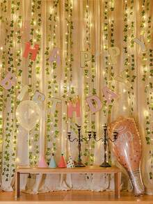 1 件 2 米（6.56 英尺）/5 米（16.4 英尺）/10 米（32.8 英尺）藤蔓灯串，叶子装饰灯，户外 LED 绿叶灯，人造花环植物叶带灯，绿叶花环吊灯适用于墙壁、派对、婚礼、房间、厨房、室内外装饰 - 綠色 - 查看 7