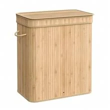 Wäschekorb mit Deckel, Wäschesammler Bambus, Wäschesack herausnehmbar und maschinenwaschbar, mit Griffen, 100/72 /150 Liter, für Waschküche, Schlafzimmer, Wohnzimmer, Naturfarben - Naturfarben - Übersicht 2