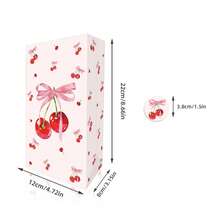 4/6/12/24pcs Cherry Print Gift Bags With Pink Bow - Cute Fruit Theme Paper Tote Bags, Perfect For Birthday, Party And Holiday Decoration, Indoor And Outdoor - Multicolor - View 2