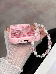 Butterfly Painted Recessed Pink Wrist Strap Shockproof Slim Fashionable Phone Case Compatible With IPhone 16, IPhone 15, IPhone 15 Pro Max, IPhone 13, IPhone 14 Pro Max, IPhone 7, IPhone 8, IPhone 7 Plus, IPhone 8 Plus, IPhone 12 Pro Max, IPhone 13 Pro Max, IPhone 14 Pro Max, IPhone 13, IPhone 14, IPhone 11, IPhone 12, IPhone 14 Women Soft Anti-Drop XS/S/XS MAX/78GES Waterproof Scratch Resistant - Multicolor - View 4