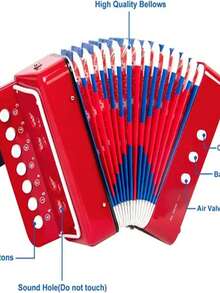 7-Key Mini Accordion For Kids Musical Toy - Red - View 4