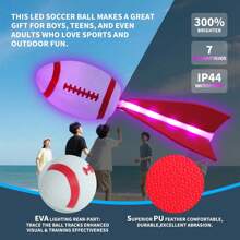 High-Quality Illuminated Dark Footballs And Rugby Balls 12 LED Modes And 6 Color Changes - Rechargeable LED Illuminated Foam Balls Suitable For Outdoor Sports Summer Camping Night Games Christmas And Birthday Gifts For Teenagers And Adults