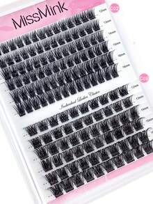 Miss Wink 12 Rows Mixed Length 12-16mm 0.07mm C/D Curl Waterproof Mink Lashes, 144pcs Lengthening & Volumizing Eyelash Extensions, Suitable For Daily Makeup Or Outings - Black - View 2