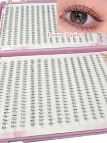 High-Capacity 10Rows/16Rows/32Rows 0.07mm Bottom Lash Clusters Natural Bottom Lashes Clear Band, DIY Lash Extensions Lower Lashes, Soft & Comfortable Thin Band Bottom Eyelashes Wispy Daily Style 5mm+6mm+7mm 240pcs/384pcs/768pcs