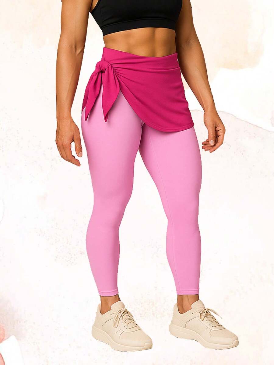 Butt Cover With Tie, Gym Skirt Style, Walking During Workouts - Màu Hồng Tươi - Xem 1