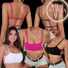 KIT 5 BACKLESS TOP GYM CLOTHING BLOGGER Color Block Contrasted Waist Casual-Sporty Casual-Comfortable Polyester Sleeveless Cropped Halter TOP.BLOUSE.CROPED.SHIRT - 彩色 - 查看 7