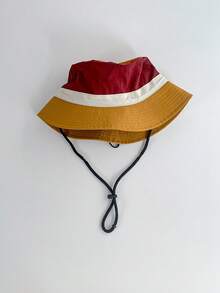 1pc Wide Brim Quick Dry Color Blocking Outdoor Bucket Hat, Men Hiking Fishing Sun Protection Cap, Suitable For Camping, Hiking, Traveling, Summer Men's Sun Hat Summer Hat, Suitable For Summer Outdoor Activities Such As Hiking And Fishing