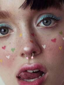 CIZME Different Style Nose Ring, Black Red Nose Ring Septum Horseshoe Earring Eyebrow Lip Helix Tragus Cartilage Piercing Ring, Mustache Shape Nose Piercing, Tongue Ring, Fake Nose Ring CZ African Nose Cuffs, Nose Rings Clip On Nose Jewelry For Woman Gift For Party