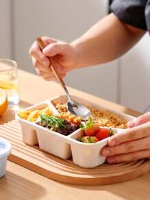 1pc/2pcs/4pcs Bento Lunch Box, 4 Compartment Meal Prep Container, Reusable Food Storage Containers - Stackable, Suitable For Office, Work And Travel, Fit For Back-To-School, Students Carry-On Breakfast, Lunch, Dinner, Camping, Picnics,School Supplies