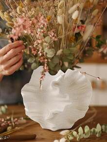 1 Stück weiße blumenförmige Pampasvase, minimalistischer skandinavisch-bohemischer Stil, geeignet für moderne Landhausdekoration, Wohnzimmer, Küche, Kaminsims, Schlafzimmer, Esszimmertisch, Büro Heimdekoration Raumdekoration Blumenvase Glasvase