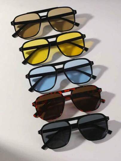 1pc/5pcs Women Square Multicolor Stud Decor Combination Fashion Sunglasses Suitbable For Outdoor Activities(No Glasses Cloth)