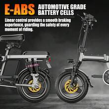 Folding Electric Bike For Adults, 48V 10/13/15AH Removable Battery, 20-25 MPH, 25-30 Miles Range, 14" Mini Ebike With Shock Absorption, Electric Bicycle For Men & Women, Commuting & Outdoo - 美規A型插(110-127V) - 查看 3