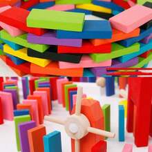 Set de 120 piezas de dominos de madera juguete educativo para aprendizaje temprano bloques de construcción juego familiar de habilidad y creatividad - Multicolor - Ver 4