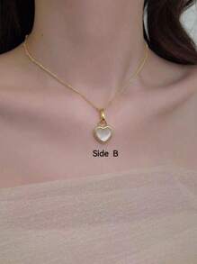 1 Peça Colar Corrente de Clavícula com Pingente de Fechadura em Formato de Coração Preto e Branco de Aço Inoxidável da Moda, Dia dos Namorados