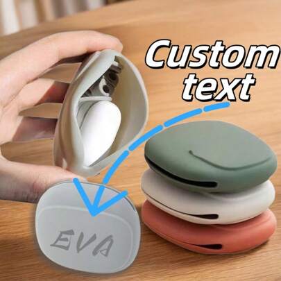 Customized Silicone Earphone Storage Case, Portable Data Cable & Charger Organizer, Laser Engraved Personalized Bluetooth Earphone Carrying Case, Compact & Space-Saving, Tidy Cables, Text Customization, Elegant Anniversary Gift, Suitable For Holiday Giving