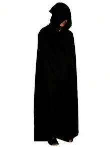 中性连帽斗篷服装，派对角色扮演斗篷，110 厘米、140 厘米、160 厘米，女式 Crow 成人化妆舞会配饰，连帽斗篷，黑色斗篷长袍，中性派对服装（黑色，单层）