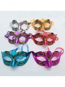 12 măști de petrecere placate cu aur, recuzită de nuntă, măști de carnaval pentru bal mascat, culoare aleatorie - Multicolor - Vizualizare 3