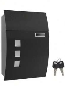 Mailbox, Wall-Mounted Lockable Post Letter Box With Viewing Windows, Nameplate, And Keys, Easy To Install, Black - Black - View 8