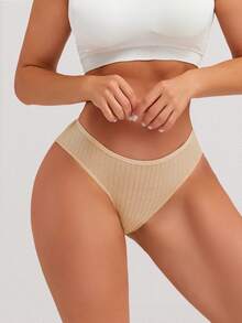 15-Piece Set Of Pure Cotton Striped Breathable, Lightweight, And Comfortable High-Waisted Women's Briefs, Suitable For Everyday Wear, Sports, And Holiday Outfits, Available In Autumn, Winter, Spring, And Summer Color Schemes. - Multicolor - View 3